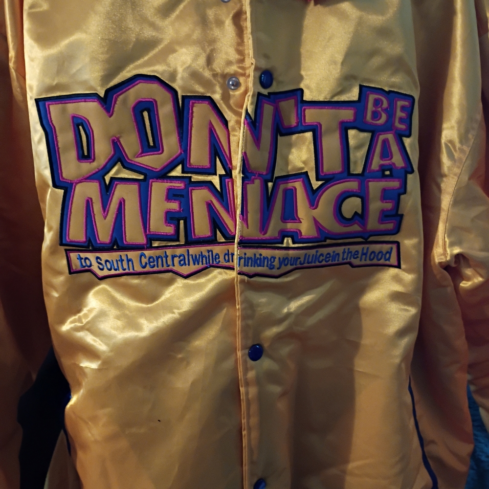 Gold Bomber Jacket with Graphic Print